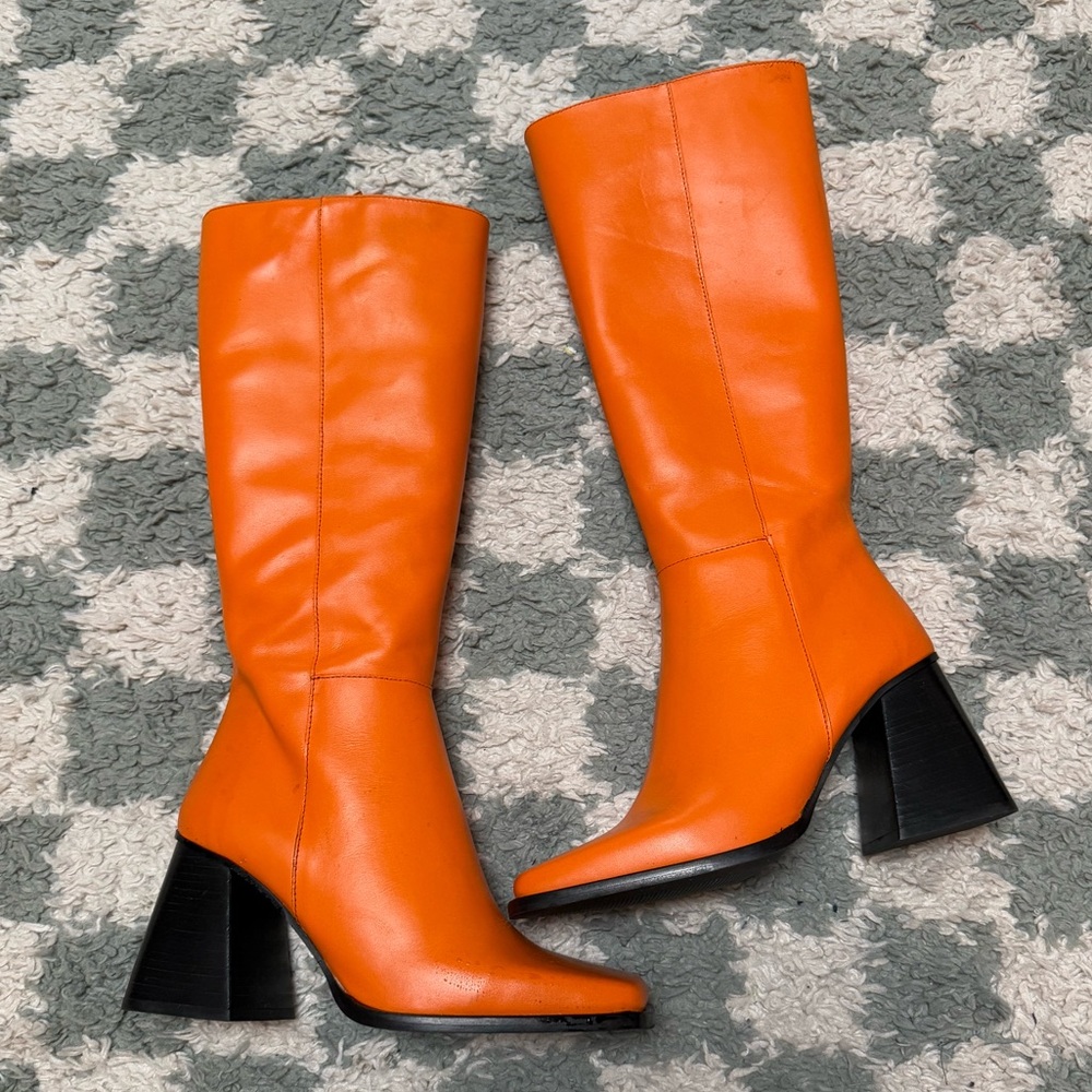 NWOT Feners knee high orange boot